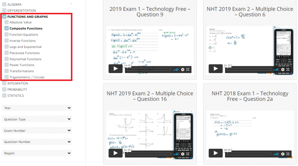 Home - VCE Maths Methods Exam Past Papers VIDEO Solutions Grouped by Topic